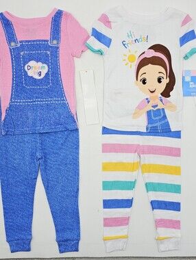 Ms. Rachel Kids Pajama Set 4 Piece Cozy Girls 2T Pjs Short Sleeve Mix/match NWT